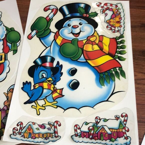 Vintage 70s 80s vinyl decal ￼ Christmas window stick on vinyl Five sheets - Picture 4 of 6